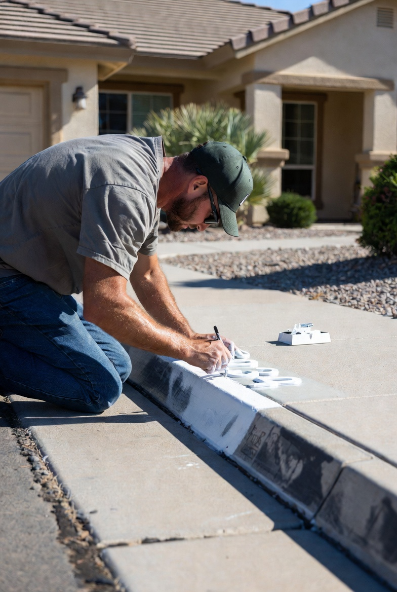 The Curb Crew painting a curb address