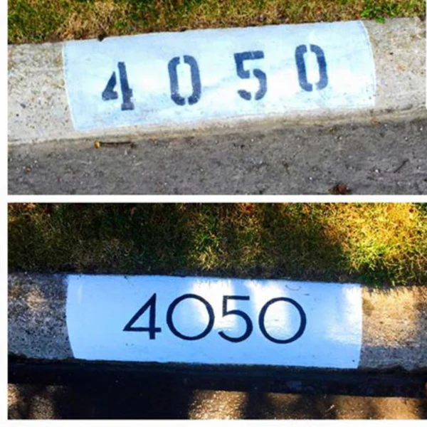 Refreshed curb numbers before and after