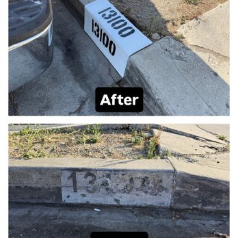 Before and after curb address repainting